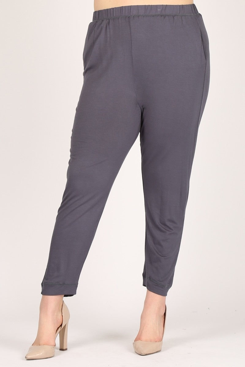 High Waist Plus size relaxed fit pants 87001X-Charcoal