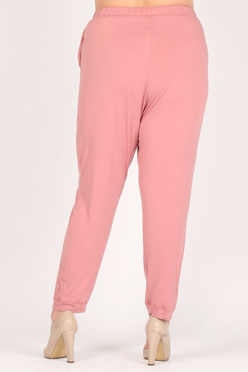 High Waist Plus size relaxed fit pants 87001X-Mauve