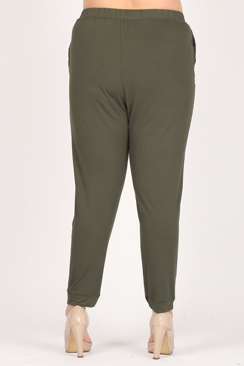 High Waist Plus size relaxed fit pants 87001X-Olive