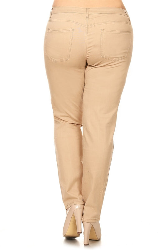 Plus Size Cotton Stretch Pant PK-226-Khaki