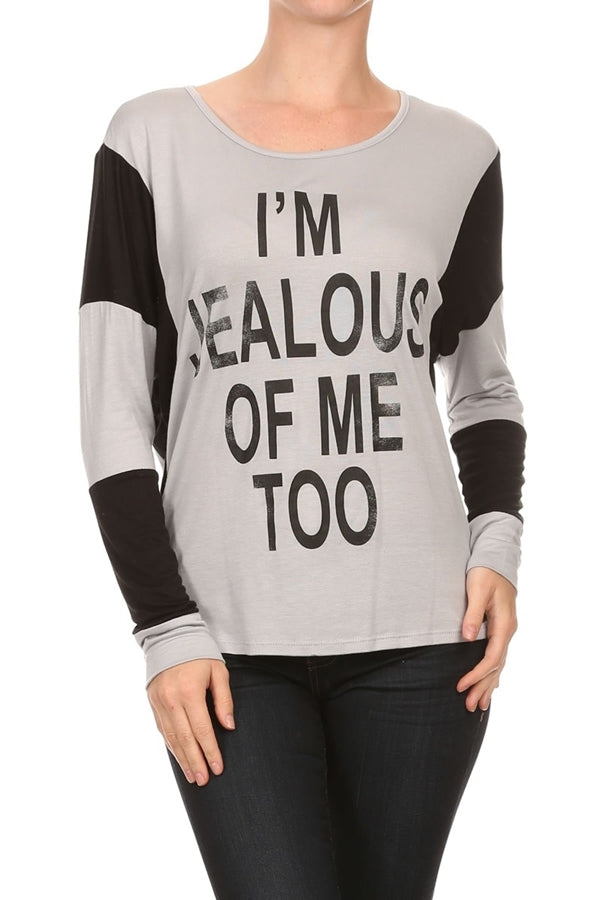 Women's L/S Scoop neck top PRR-8266-Gray