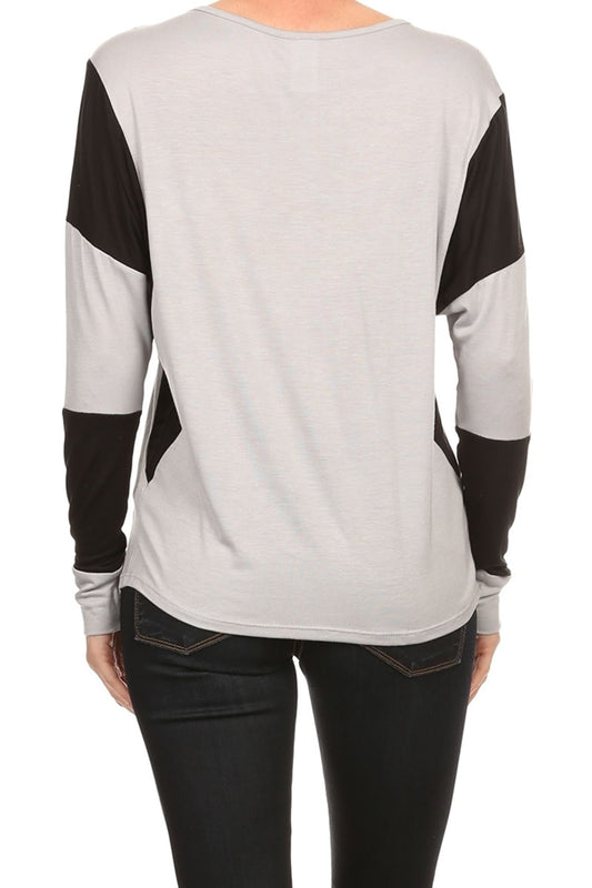 Women's L/S Scoop neck top PRR-8266-Gray