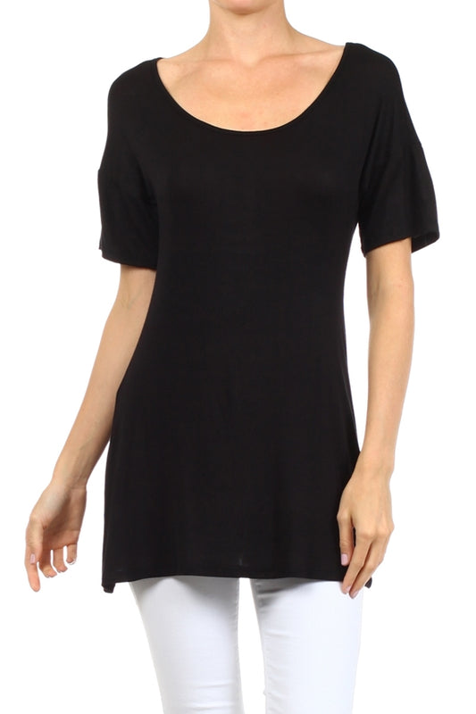 Women's Short Sleeve T-Shirt Dress Black
