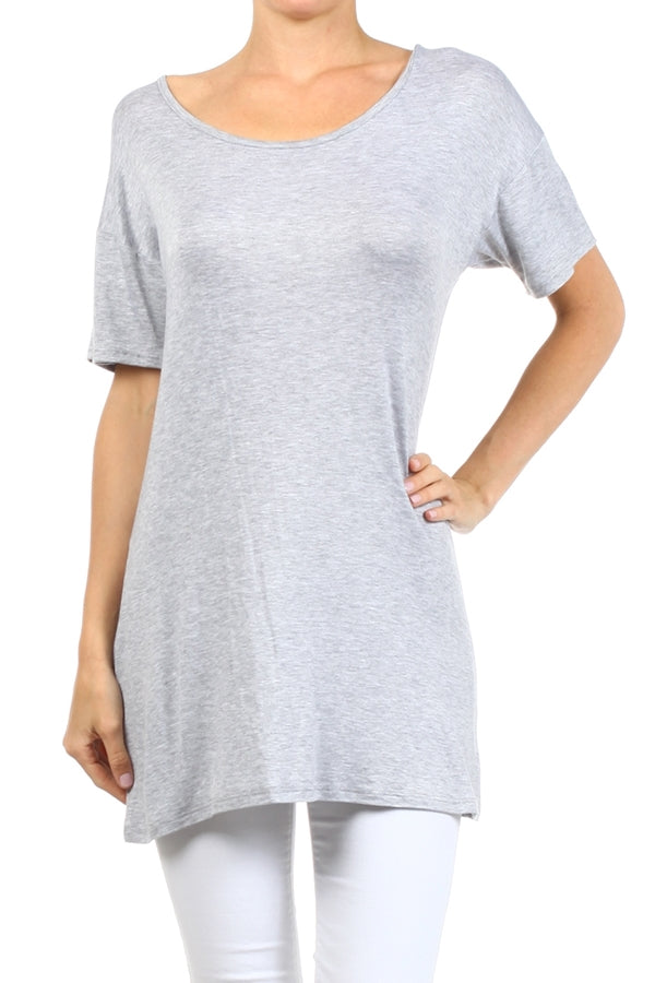 Women's  Short Sleeve T-Shirt Dress PRR-8451-Gray