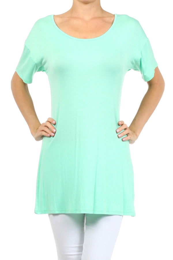 Women's  Short Sleeve T-Shirt Dress PRR-8451-Mint