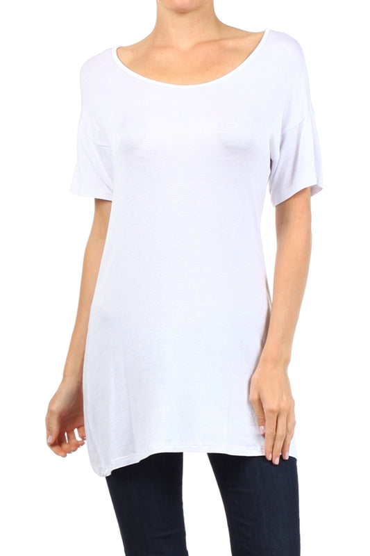 Women's Short Sleeve T-Shirt Dress PRR-8451-White