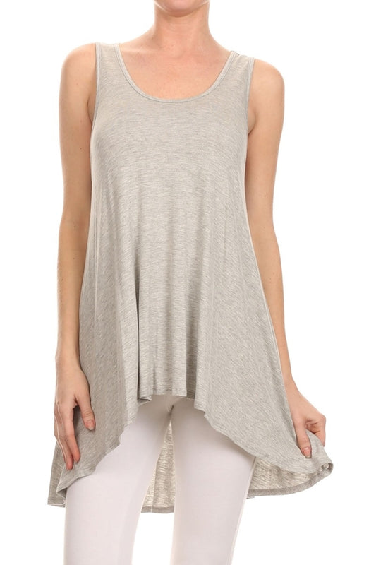 Women's High low Cut Loose fit top Grey