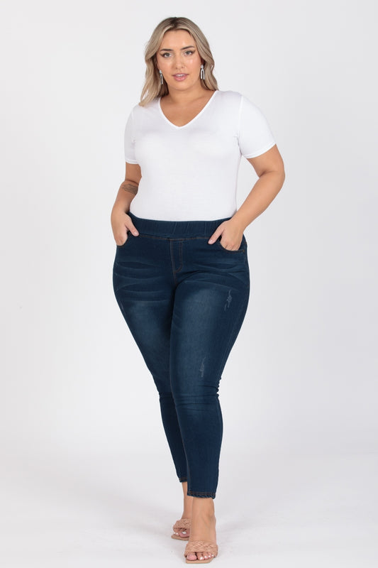 Plus Size Mid-rise Denim Jeggings pants