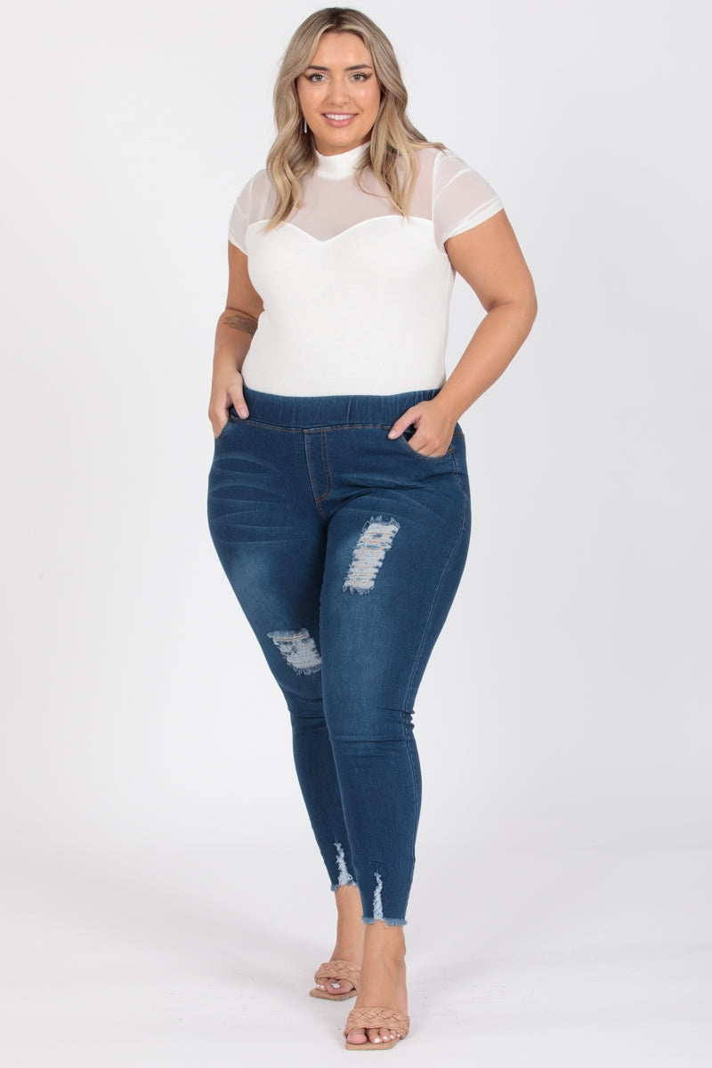 Plus Size Mid-rise Denim Jeggings pants