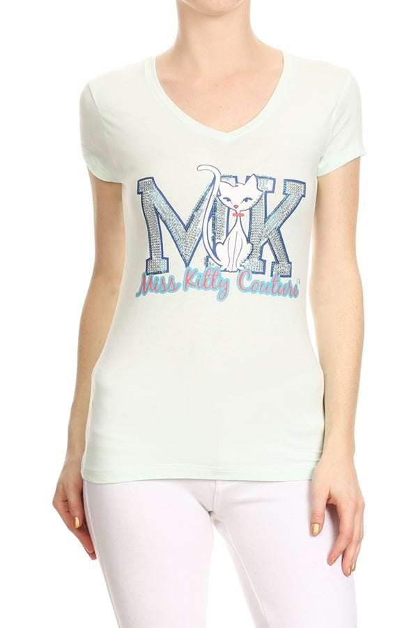 Cat print Premium cotton Mint t-shirt
