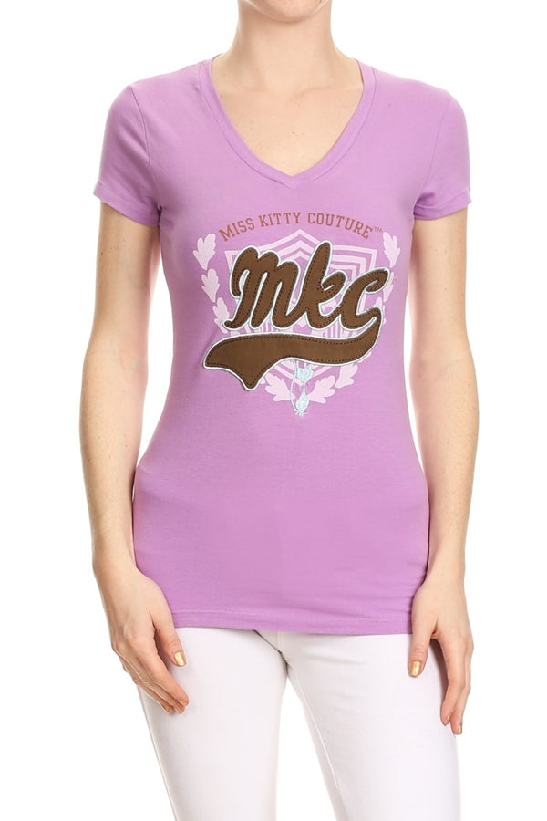 Cat print Premium cotton lavender t-shirt