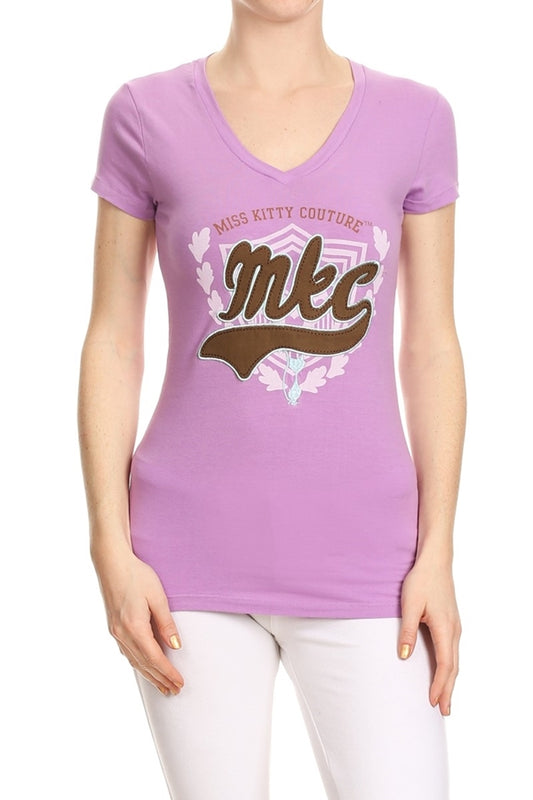 Cat print Premium cotton lavender t-shirt