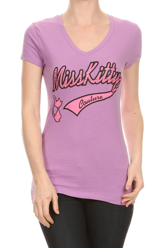 Juniors cotton stretch cat print shirt styled for everyday wear – Miss Kitty Couture