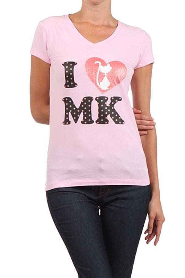 Juniors cotton stretch T-shirt with Miss Kitty Couture cat illustration