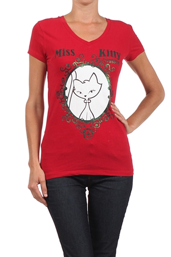 Miss Kitty Couture juniors graphic cat print T-shirt outfit