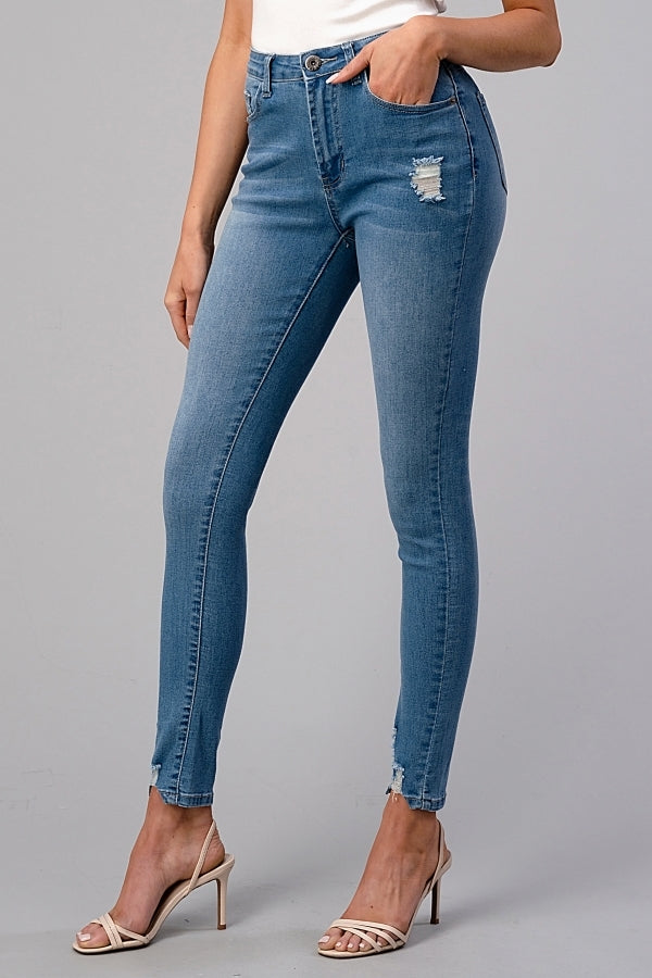 American Blue Distressed Skinny Jeans – Comfortable Juniors Fit with 5 Pockets