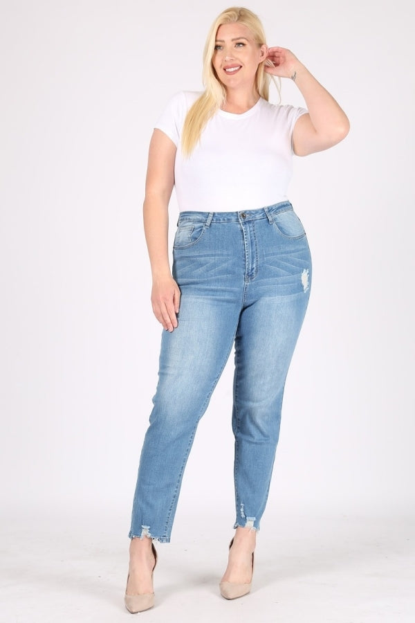 Comfortable Plus Size Mid-Rise Jeans with 5 Pockets