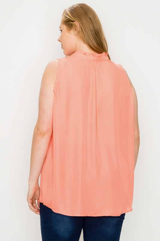 Women's Sleeveless Ruffle Blouse – Casual Chic plus size Top