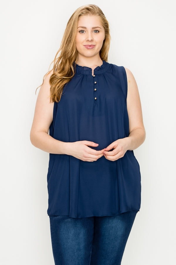 Sleeveless Ruffle Blouse 