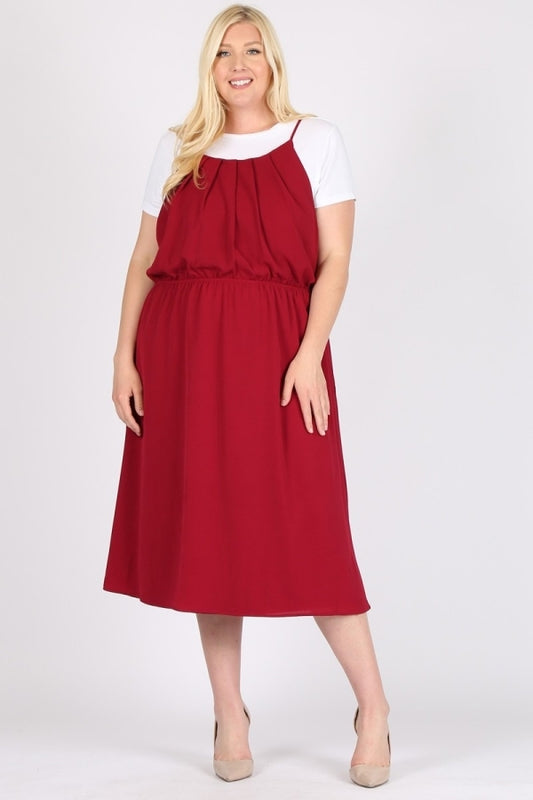 Elegant women's plus size Koshibo maxi dress with side pockets