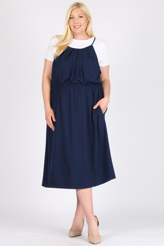 Women's plus size Koshibo dress with side pockets
